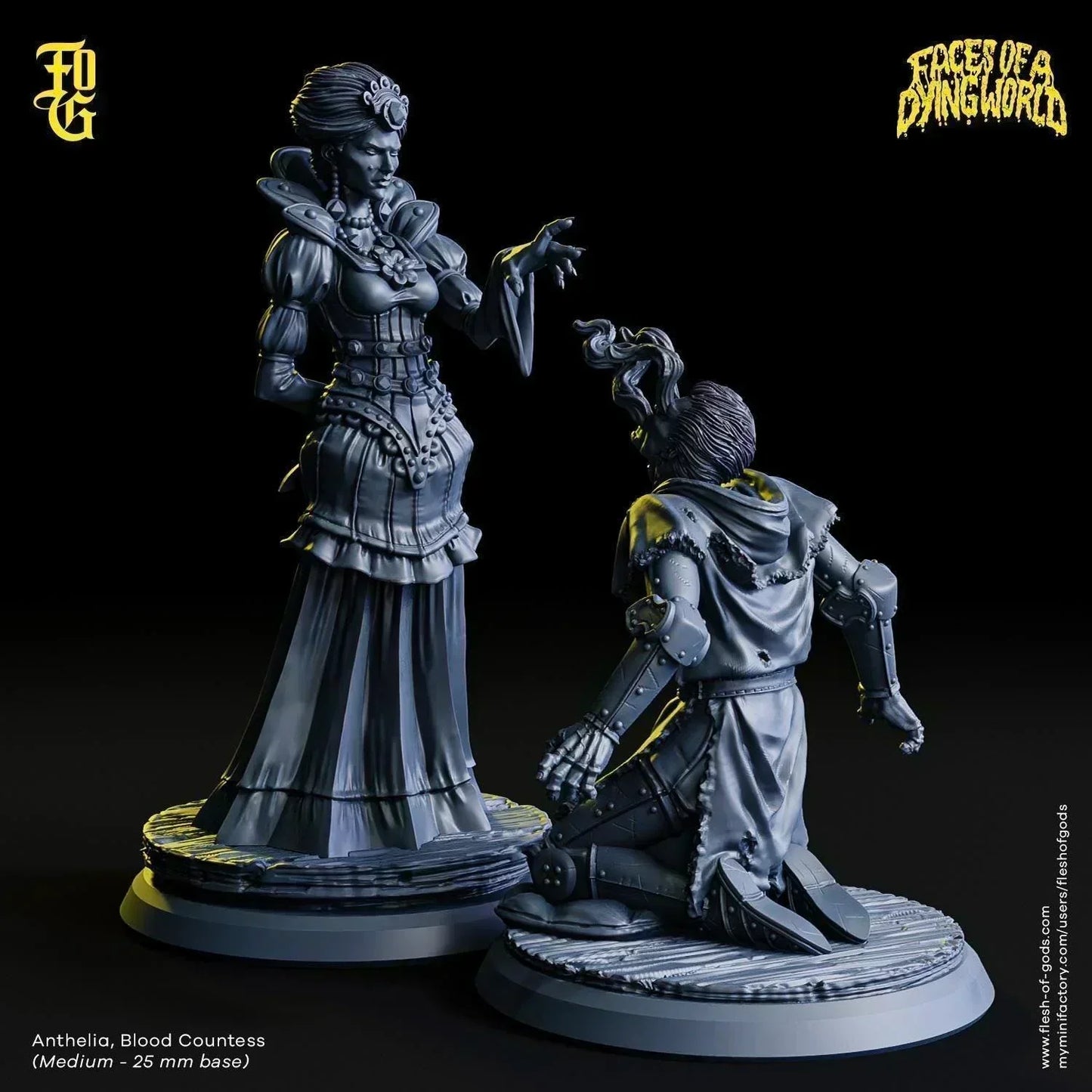 Anthelia, Blood Countess Miniature | Female Human Succubus Priest NPC for MÖRK BORG | 32mm Scale - Plague Miniatures