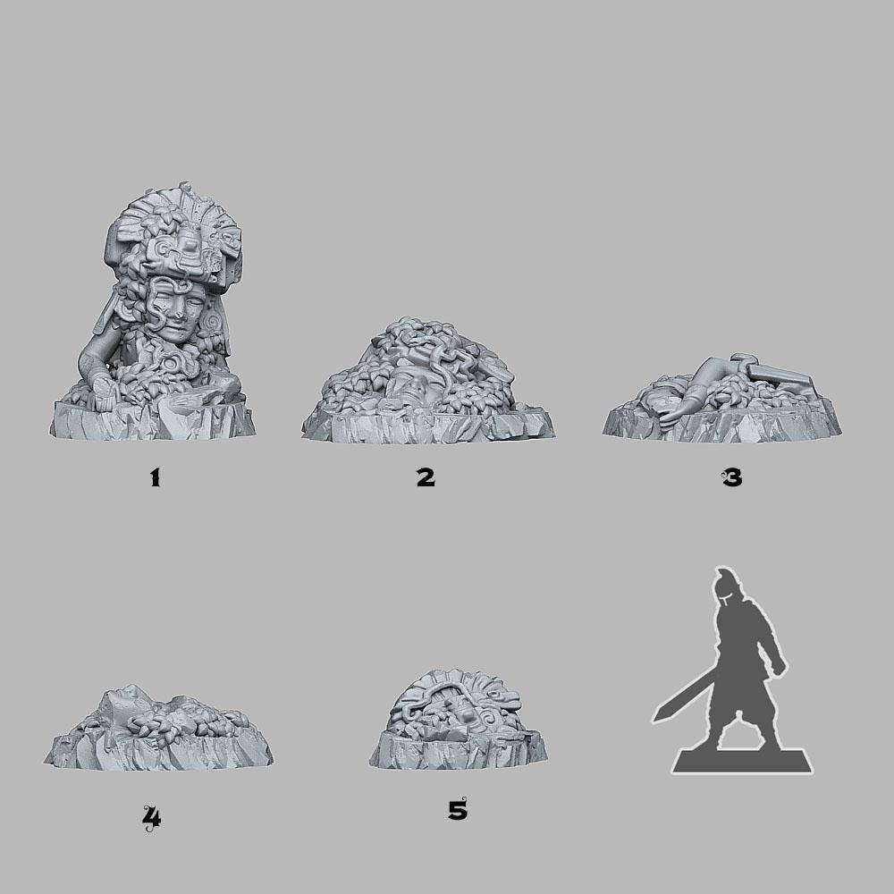 Aztec Ruin Miniatures | Stone Ruins Wargaming Terrain Prop Set | 28mm or 32mm Scale - Plague Miniatures