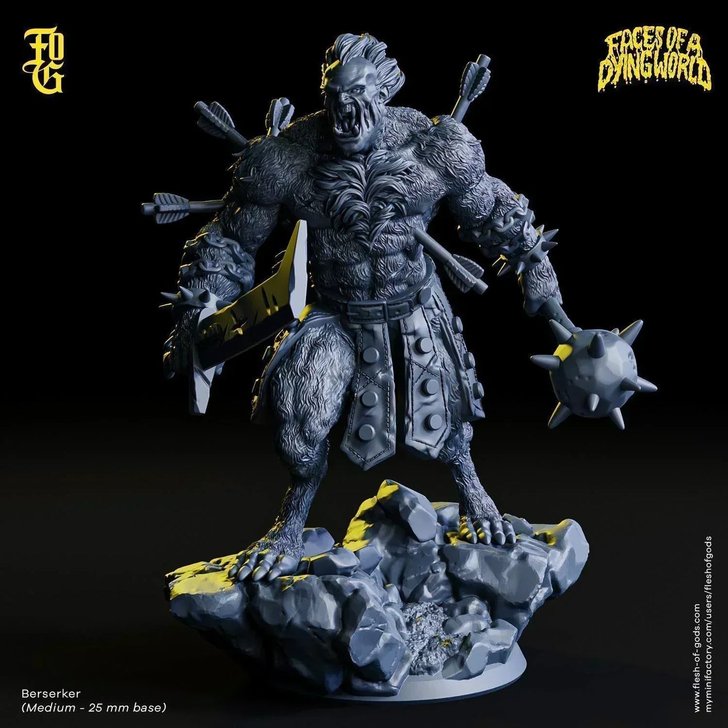 Berserker Monster Miniature | Aberration Enemy Figurine for MÖRK BORG | 32mm Scale - Plague Miniatures