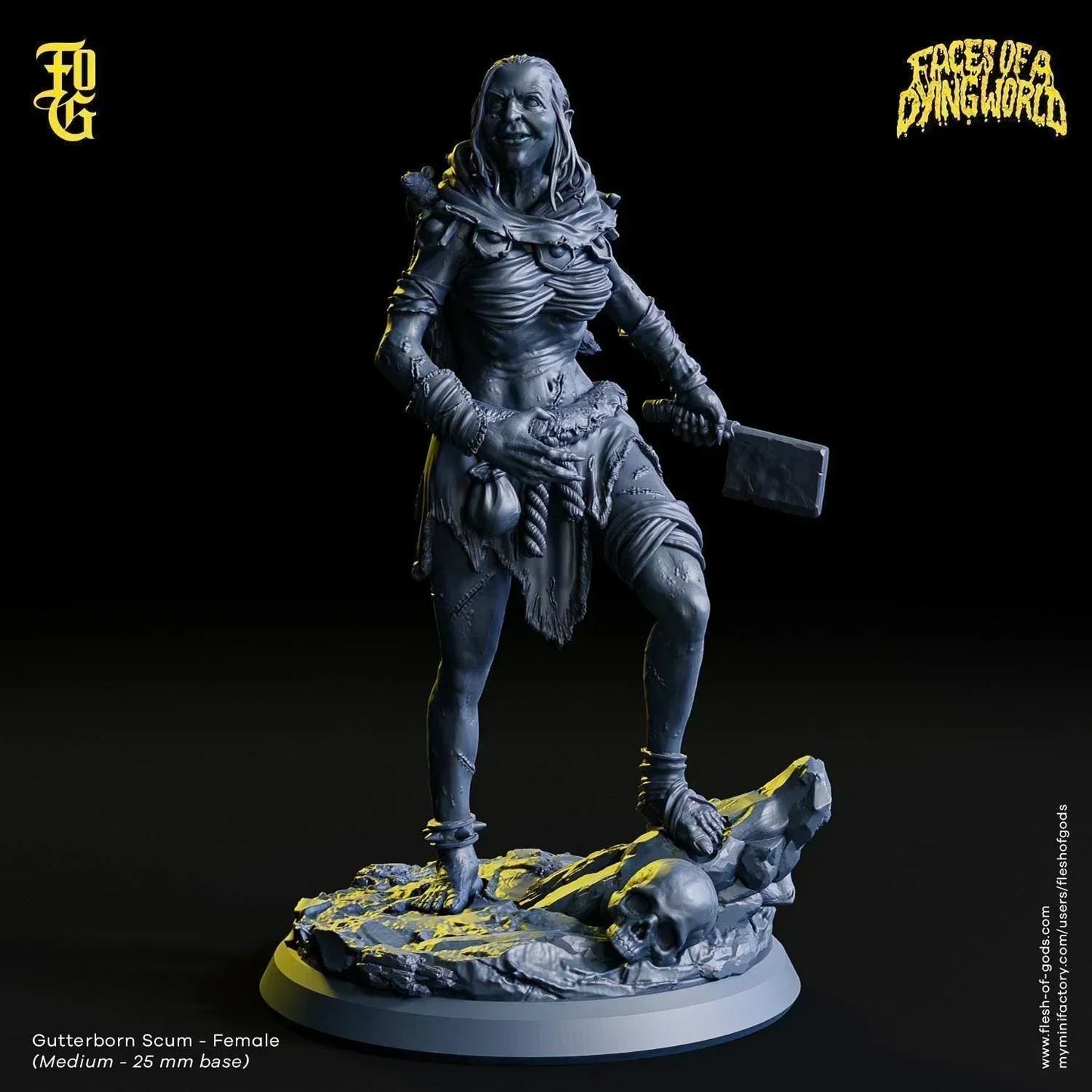 Female Gutterborn Scum Miniature | Wild Vagrant Rogue Figurine for MÖRK BORG | 32mm Scale - Plague Miniatures