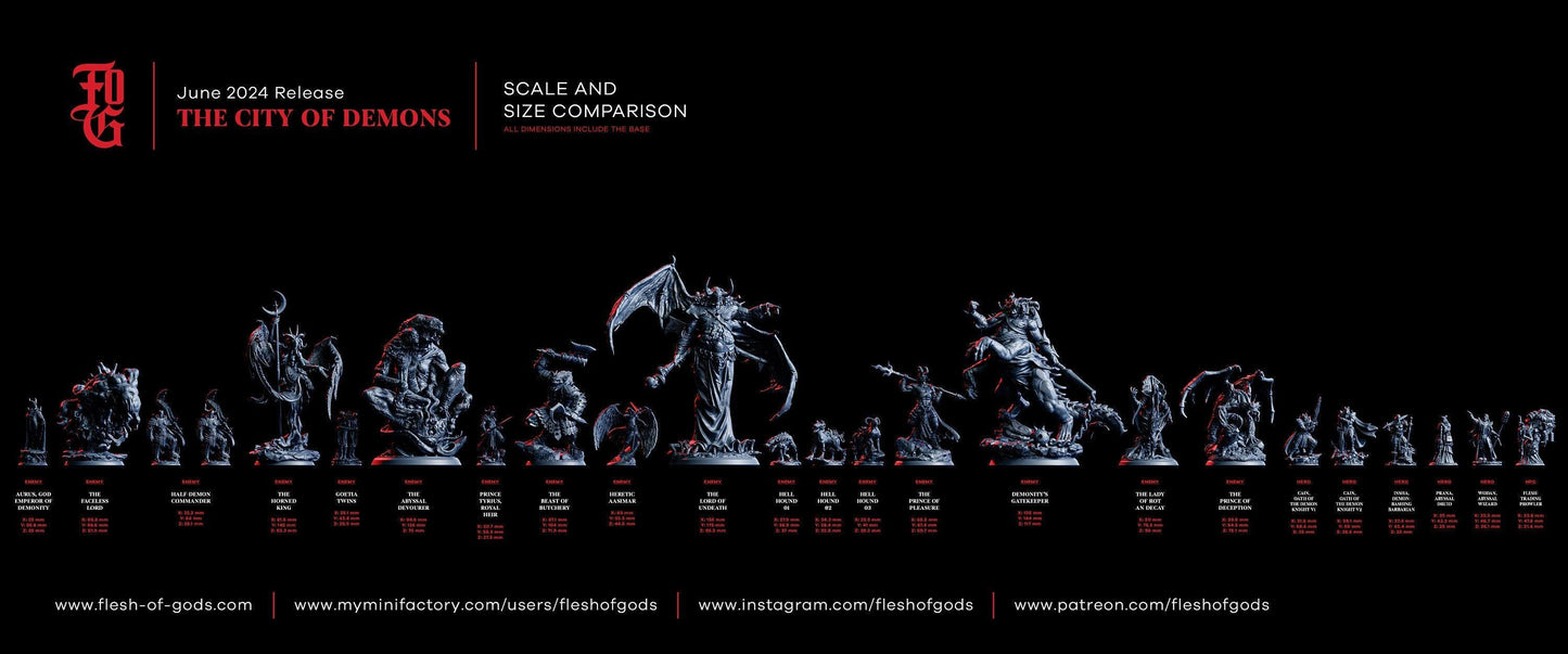 Hell Hound Monster Miniature Trio | Infernal Beast Set for D&D & Tabletop Games | 32mm Scale - Plague Miniatures