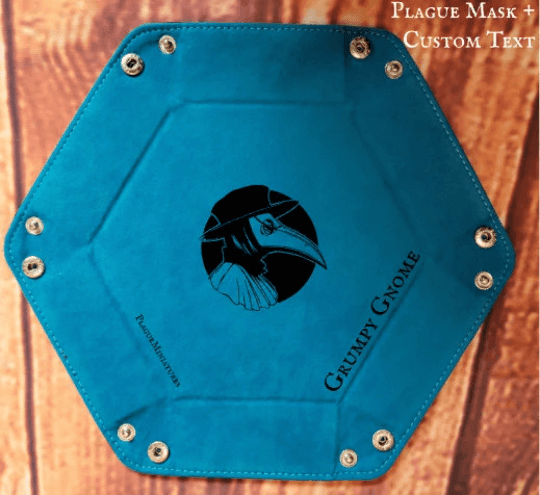 Hexagon Dice Tray, Foldable felt and leather dice tray for RPGs and all Tabletop gaming, Dice rolling tray custom dice tray - Plague Miniatures