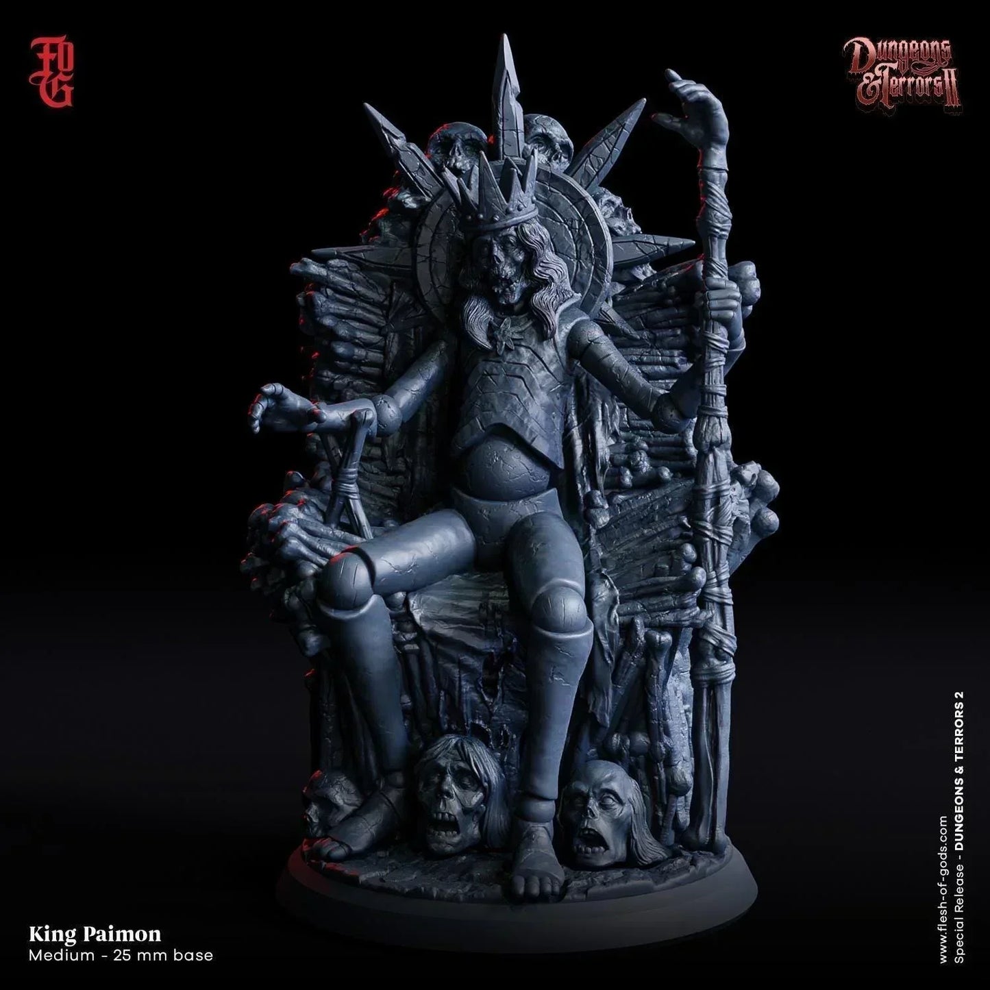 King Paimon Miniature | Demonic Ruler of the Occult | 32mm Scale - Plague Miniatures