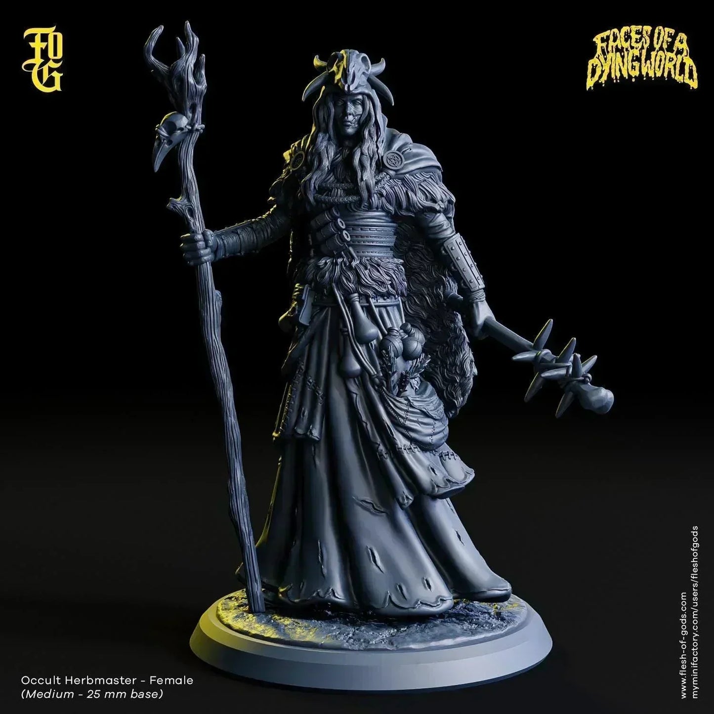 Occult Herbmaster Miniature | Wild Human Druid Figurine for MÖRK BORG | 32mm Scale - Plague Miniatures