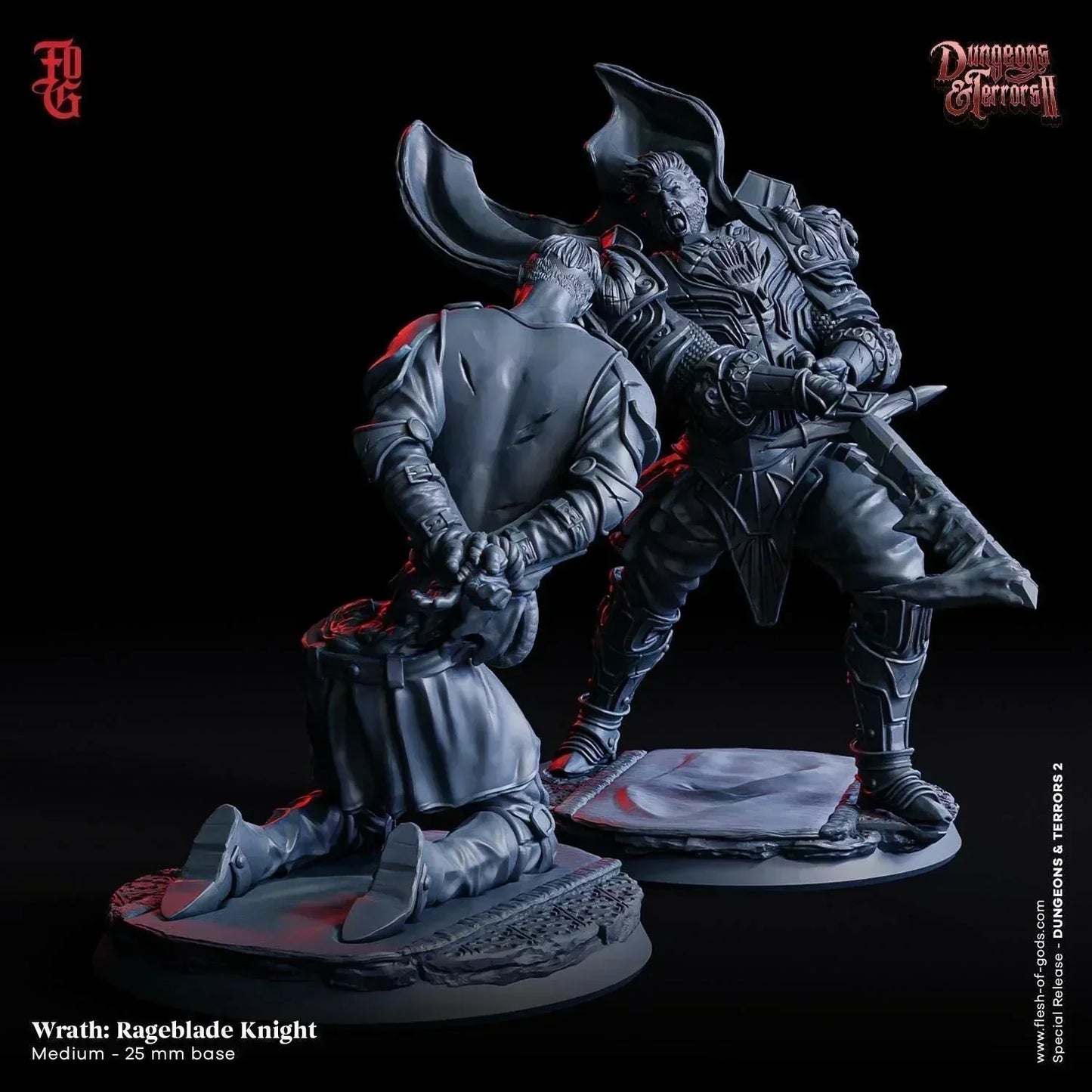 Sin - Wrath: Rageblade Knight Miniature | Furious Avenger | 32mm Scale - Plague Miniatures