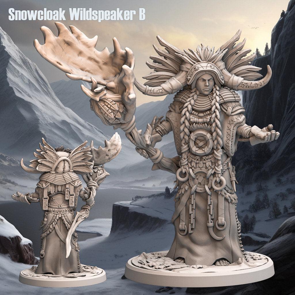 Snowcloak Wildspeaker Miniature | Druid Figure | 32mm Scale - Plague Miniatures