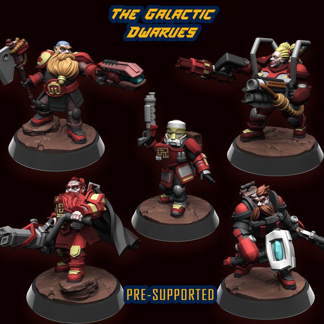 Specialist Kethril, Space Dwarf Artillery Miniature | Dual-Gun Heavy Assault Squad Member - Plague Miniatures