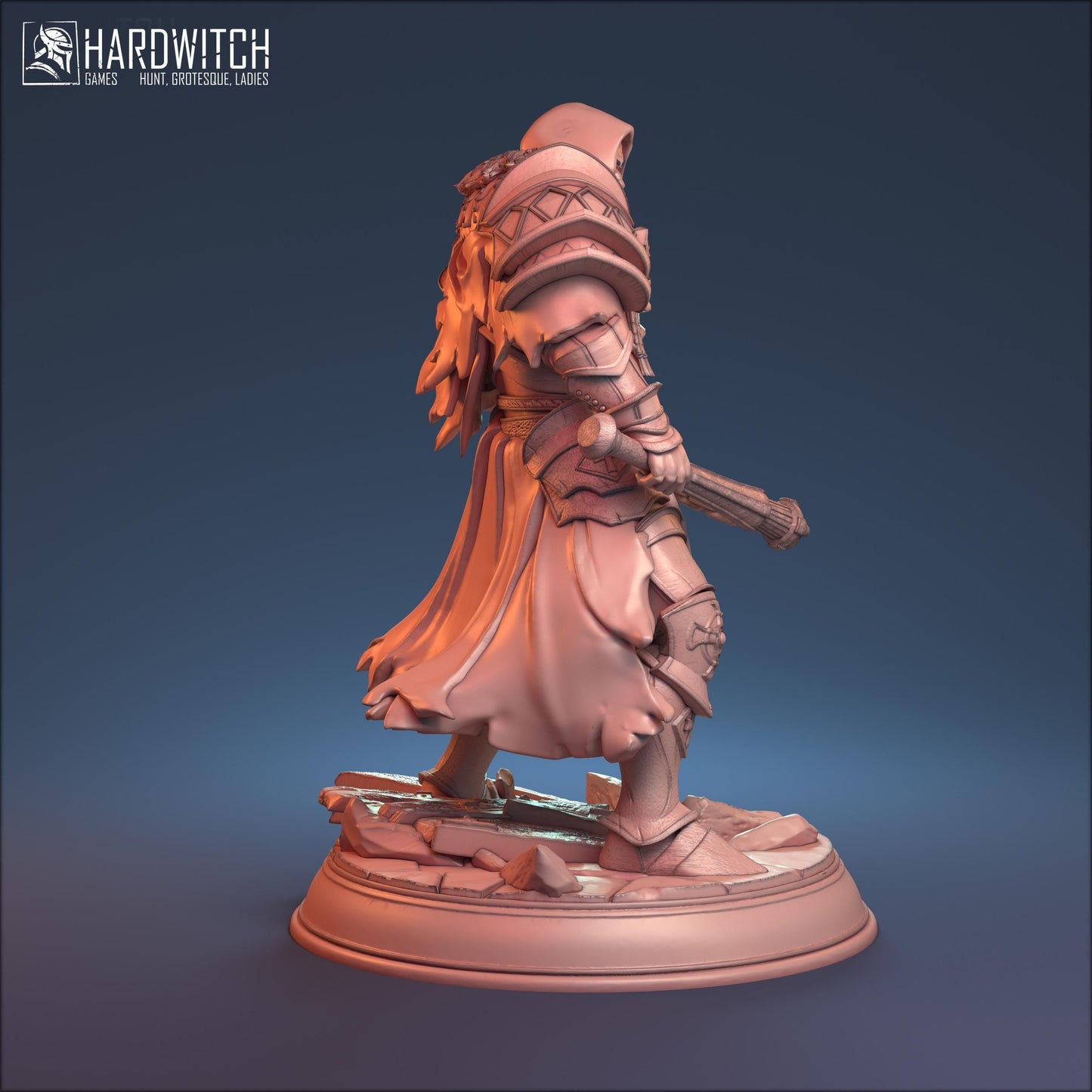 Trager, The Fallen Knight | Battle-Worn Mercenary Miniature | 32mm Scale or 75mm Scale - Plague Miniatures