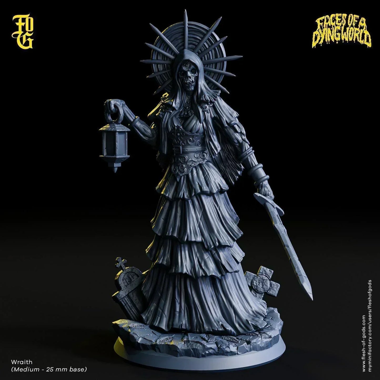 Wraith Monster Miniature | Female Undead Skeleton Figurine for MÖRK BORG | 32mm Scale - Plague Miniatures