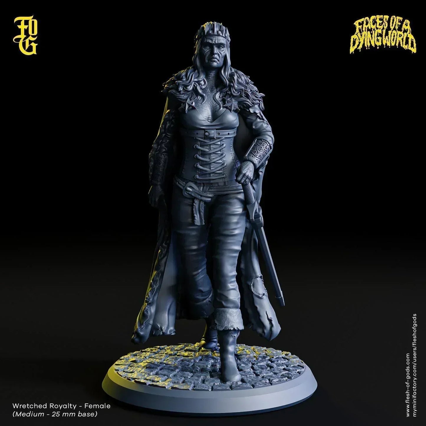 Wretched Royalty Miniature | Undead Prince King Knight Figurine for MÖRK BORG | 32mm Scale - Plague Miniatures
