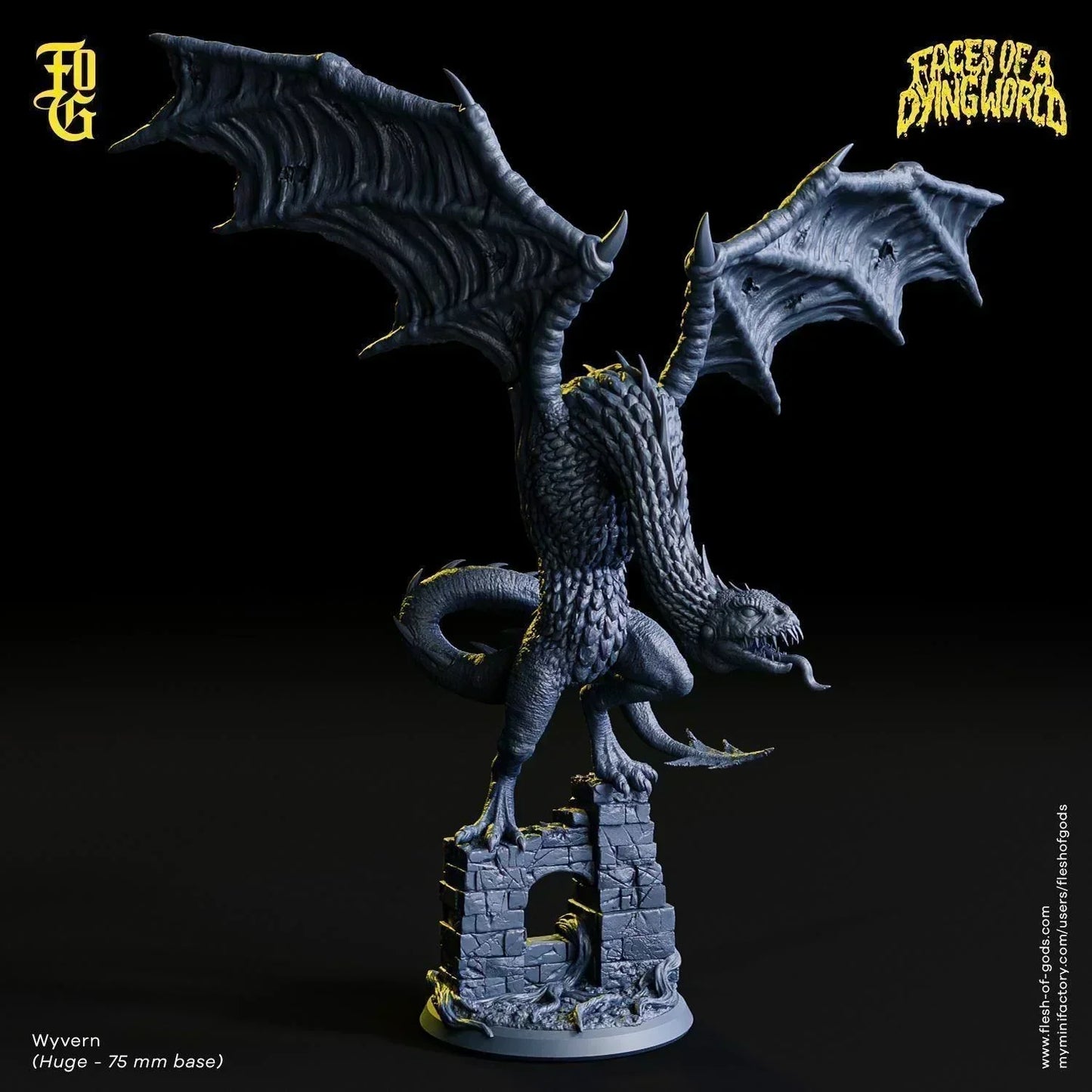 Wyvern Monster Miniature | Dragon Boss Figurine for Mork Borg | 75mm Base - Plague Miniatures