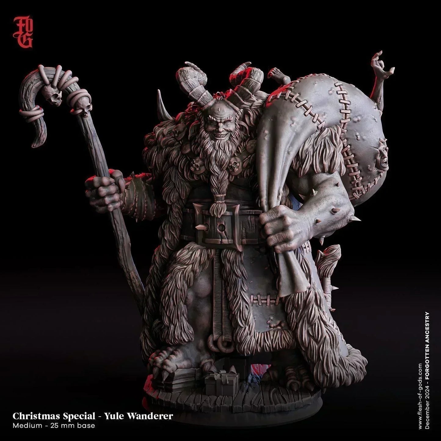 Yule Wanderer Miniature | Dark Christmas NPC Figurine | 32mm Scale or 75mm Scale - Plague Miniatures
