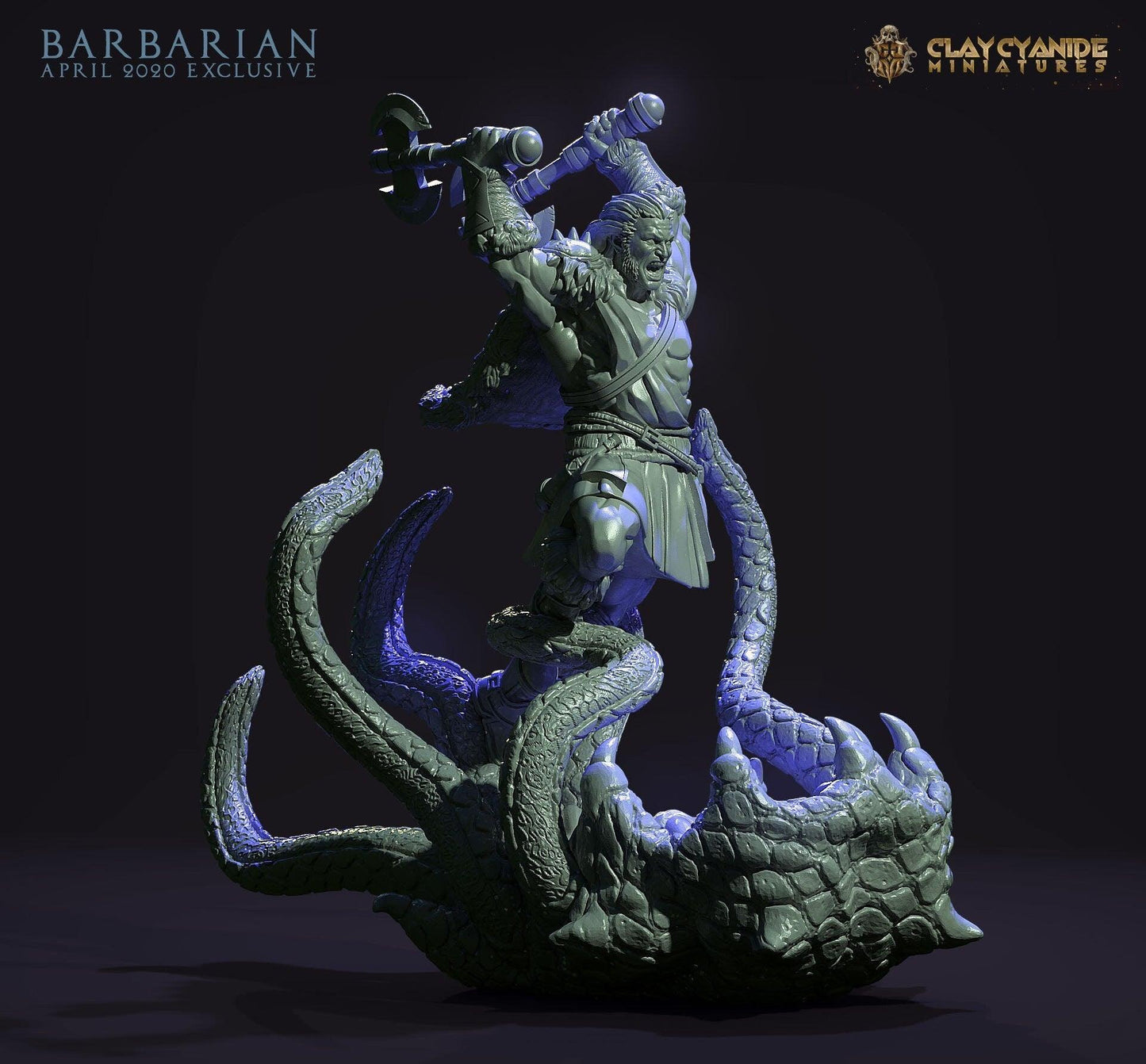Barbarian Miniature | DnD 5e Miniature for Dungeons and Dragons | 32mm Scale - Plague Miniatures