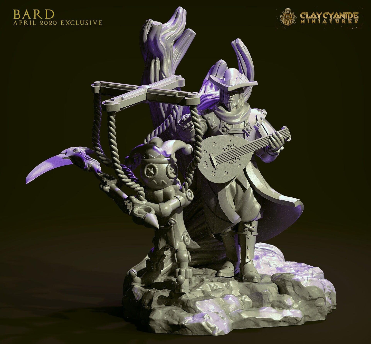 Bard Miniature - DnD Bard Figure | DnD 5e Miniature for Dungeons and Dragons | 32mm scale - Plague Miniatures