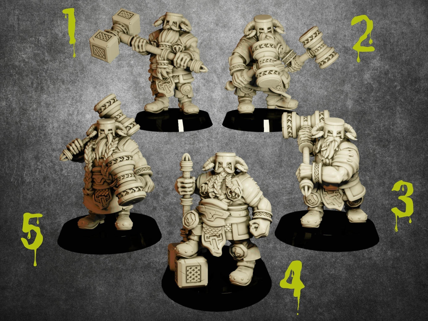 Bone Breaker Dwarf Miniature | Hammer-Wielding Warriors of the Dwarven Horde | 32mm Scale - Plague Miniatures