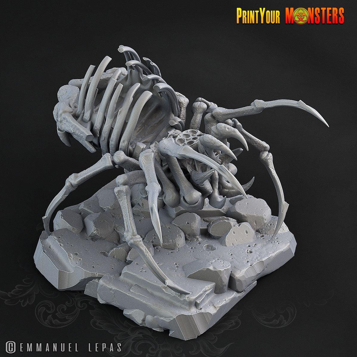 Bone Spider Miniature | Undead Arachnid DnD Figurine | 50mm Base - Plague Miniatures