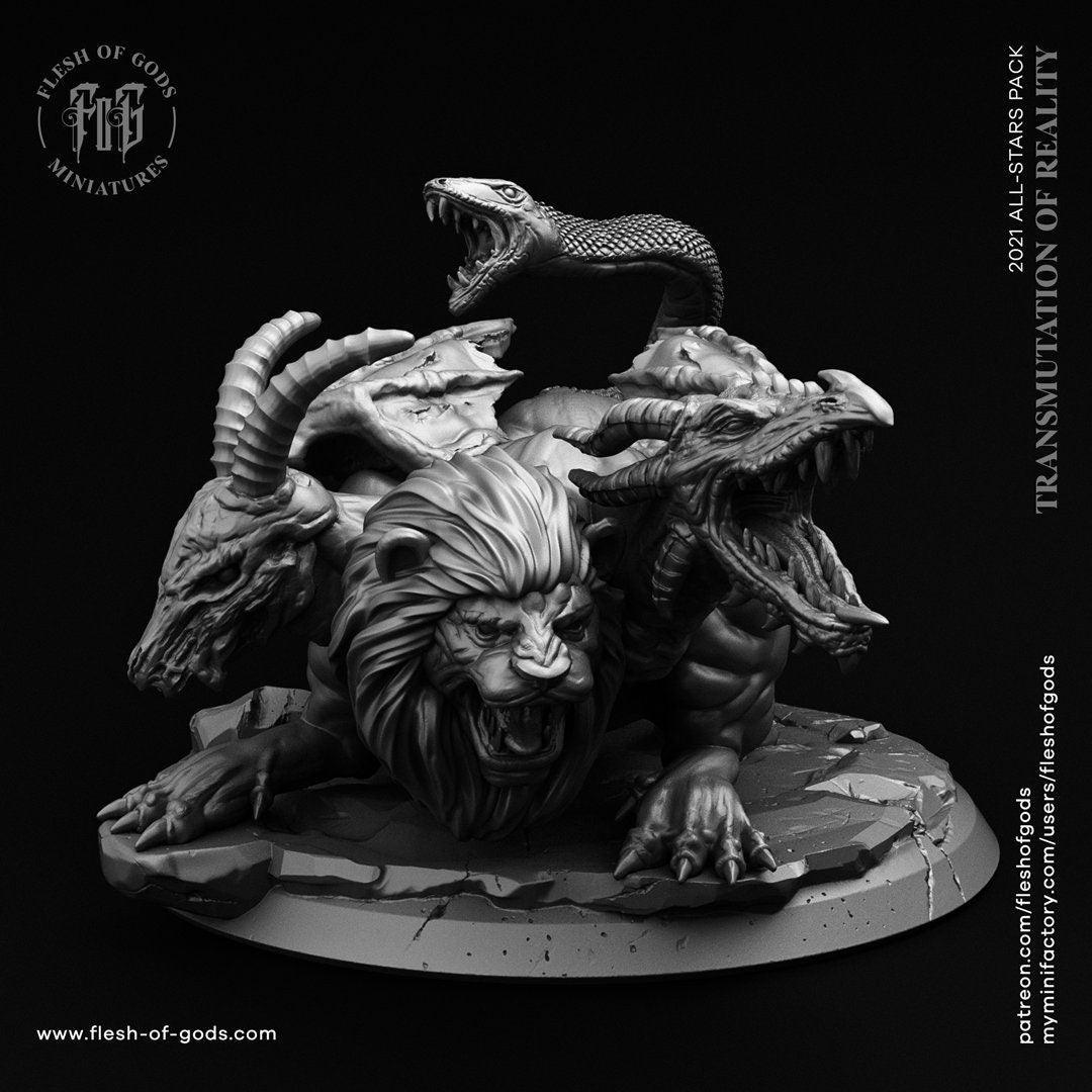 Chimera Miniature | Mythical Beast for Tabletop Games | 80mm Base - Plague Miniatures