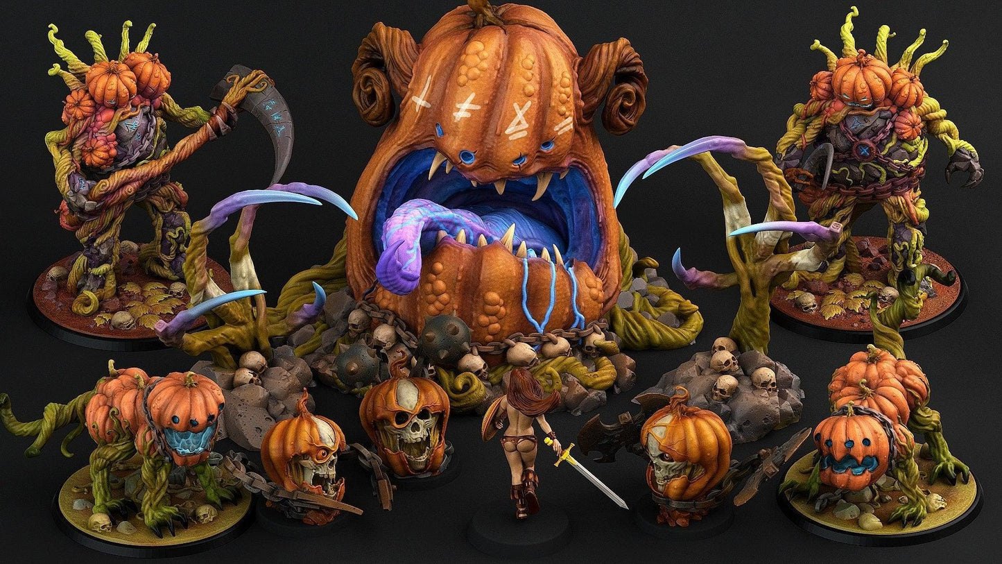 Conjoined Twin Pumpkin Monster Miniature | Halloween Horror Duo - Plague Miniatures
