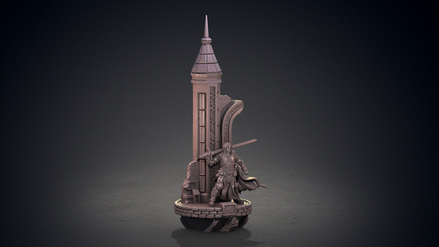 Dante and Tower Miniature | Journey through the Inferno | 32mm Scale - Plague Miniatures