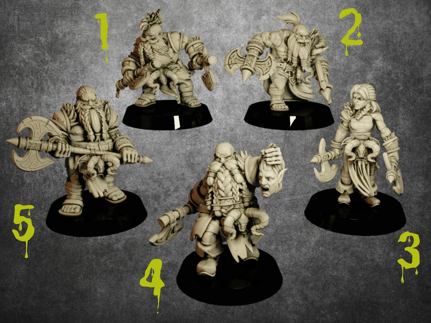 Dwarf Berserkers Miniatures | Fierce Warriors of the Dwarven Horde | 32mm Scale - Plague Miniatures
