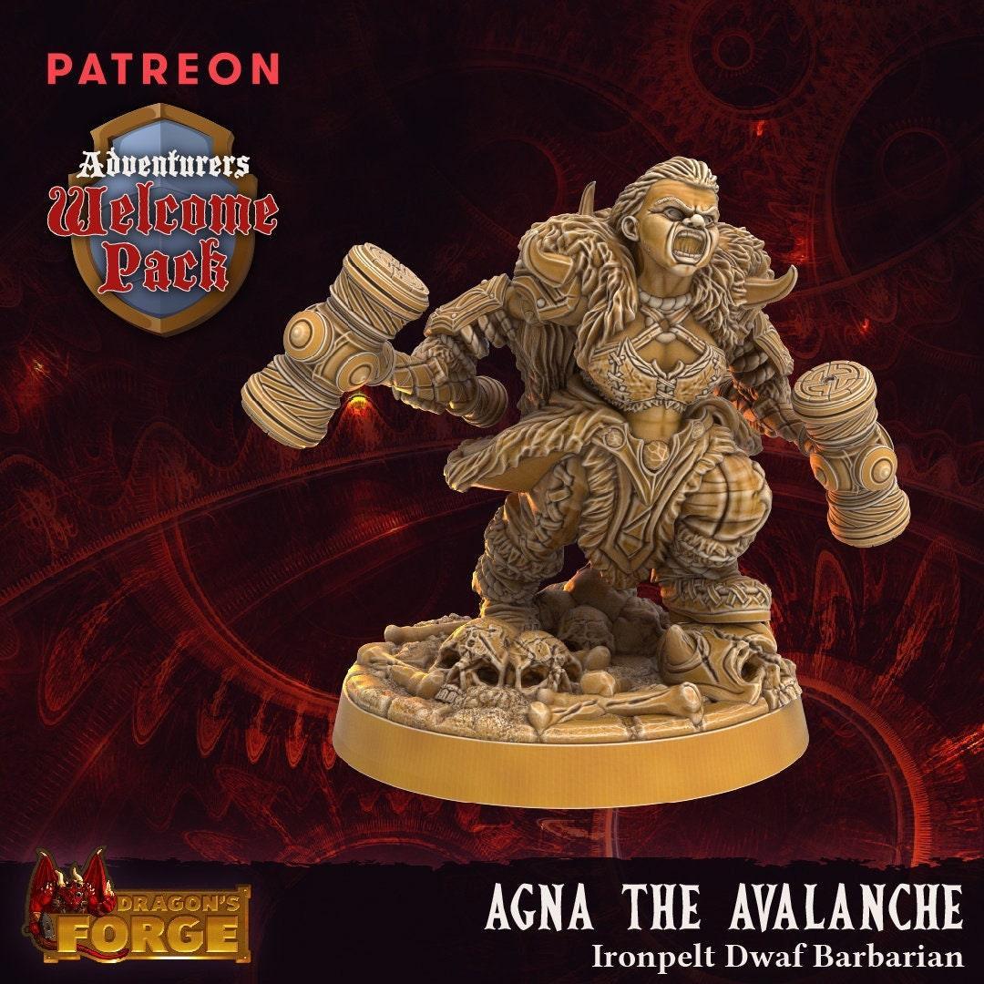 Dwarf Hammer Barbarian Miniature | Dragon's Forge | 32mm Scale | Tabletop Gaming | DnD Miniature Dungeons and Dragons - Plague Miniatures