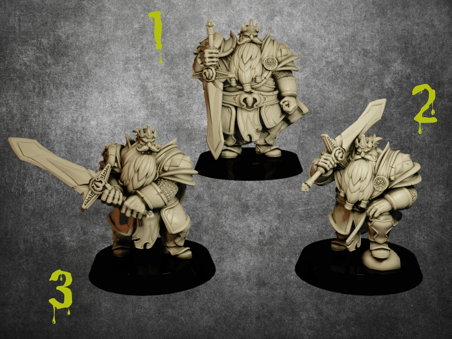 Dwarf King with Sword Miniature | Majestic Ruler of the Dwarven Kingdom | 32mm Scale - Plague Miniatures