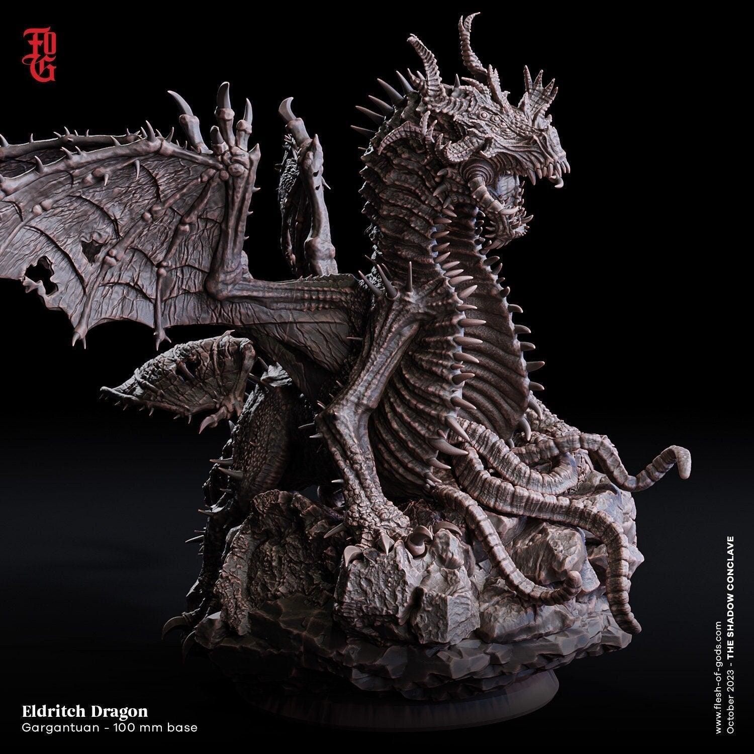 miniature monsters Eldritch Dragon Miniature | Large DnD Monster Figurine of Cosmic Power