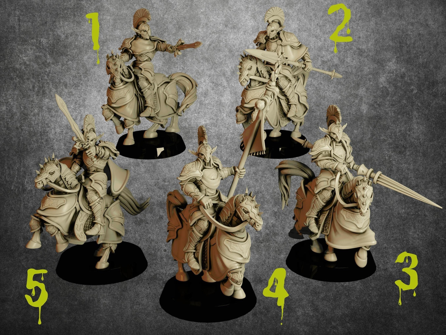 Elf Horse-mounted Miniature Set | Swift and Versatile Cavalry in the Elven Vanguard | 32mm Scale - Plague Miniatures