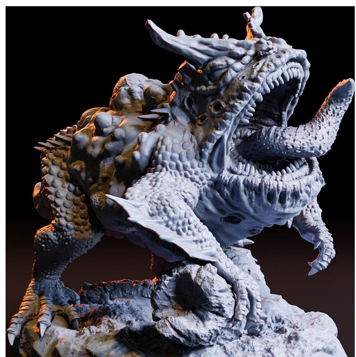 Giant Toad Miniature | Monstrous Amphibian for Dungeons and Dragons | 50mm Base - Plague Miniatures