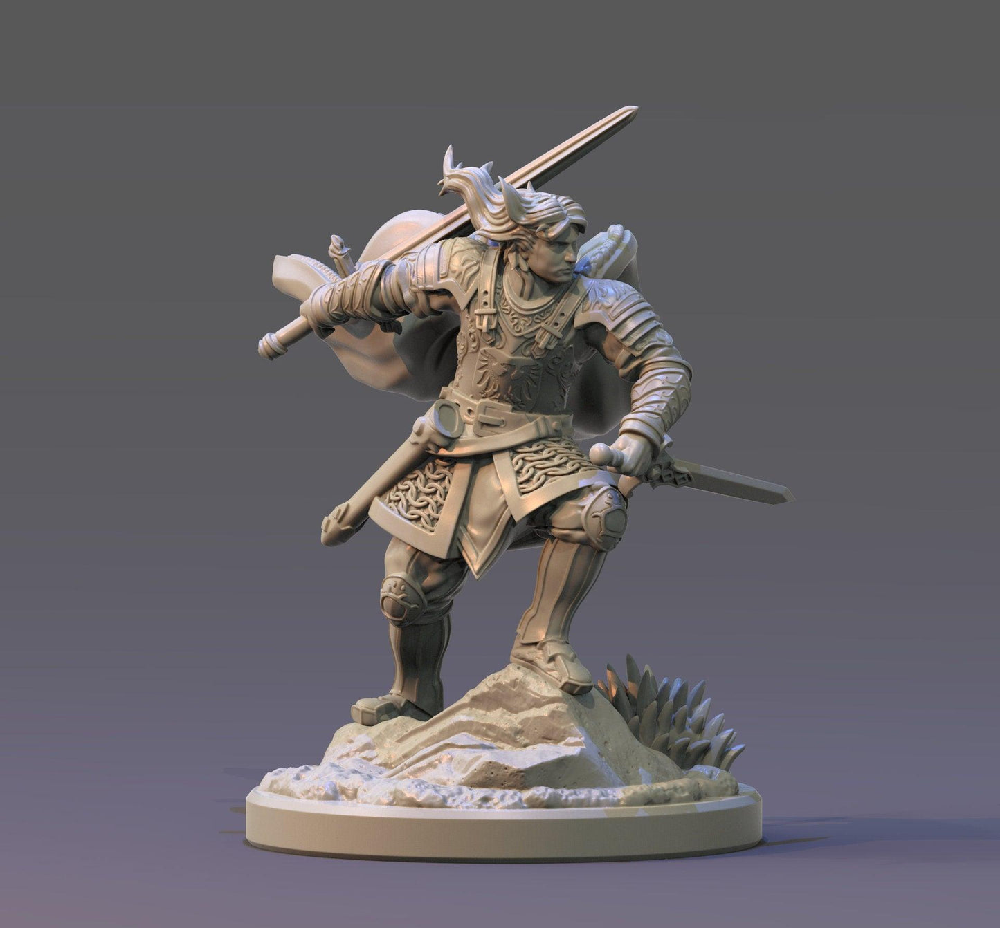 Lancelot on Horse Miniature Set | Dynamic Tabletop RPG Figures with Interchangeable Bases | 32mm Scale - Plague Miniatures