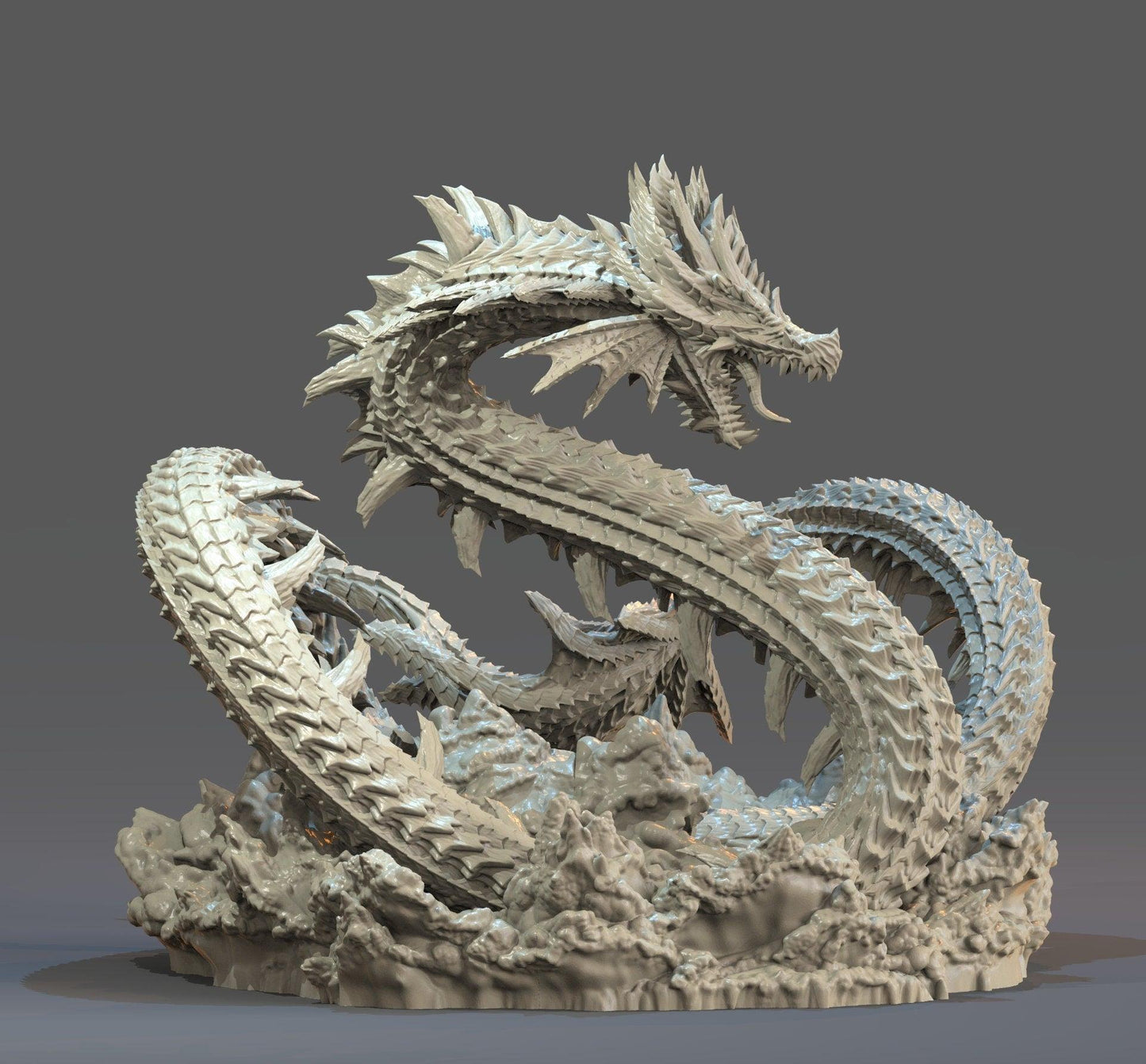 Leviathan Demon Miniature | Mythical Sea Serpent Figurine | 32mm Scale - Plague Miniatures
