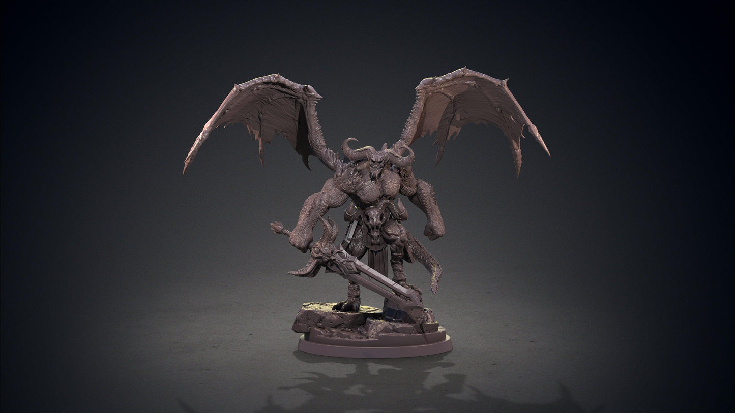 Malacoda Demon Miniature | Fiery Overlord Monster for Dungeons and Dragons | 32mm Scale - Plague Miniatures
