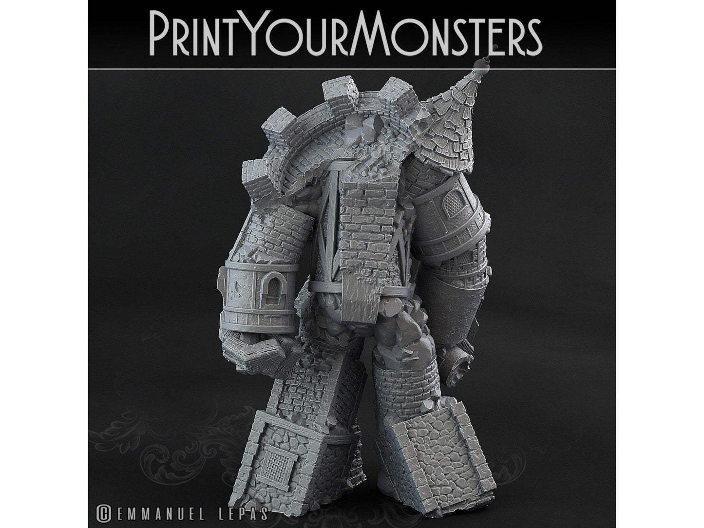 Medieval Construct Golem Miniature | Castle-Turned Titan for Tabletop Epics | 28mm or 32mm Scale - Plague Miniatures