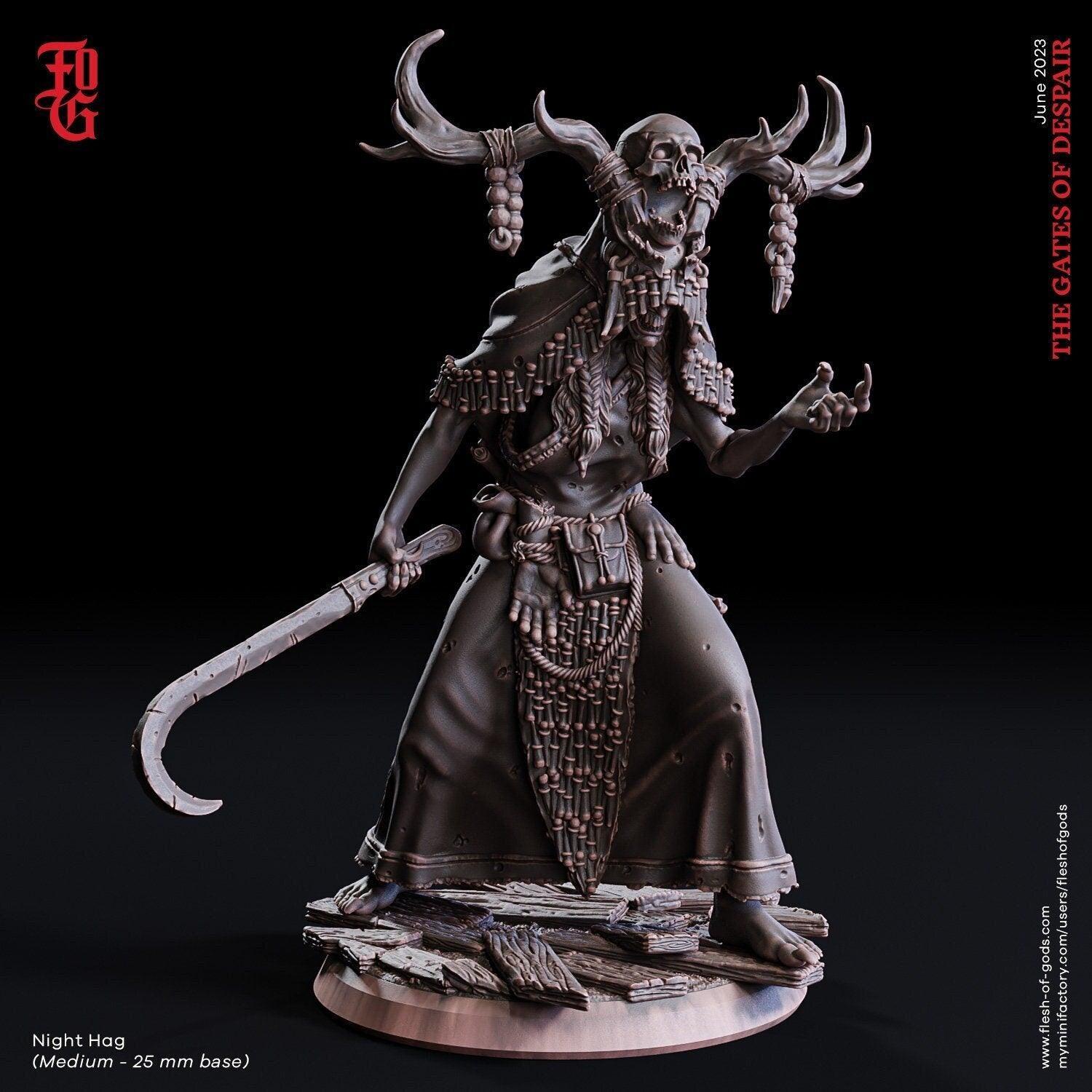 female dnd monsters Night Hag Miniature | Undead Female Sorceress DnD Monster