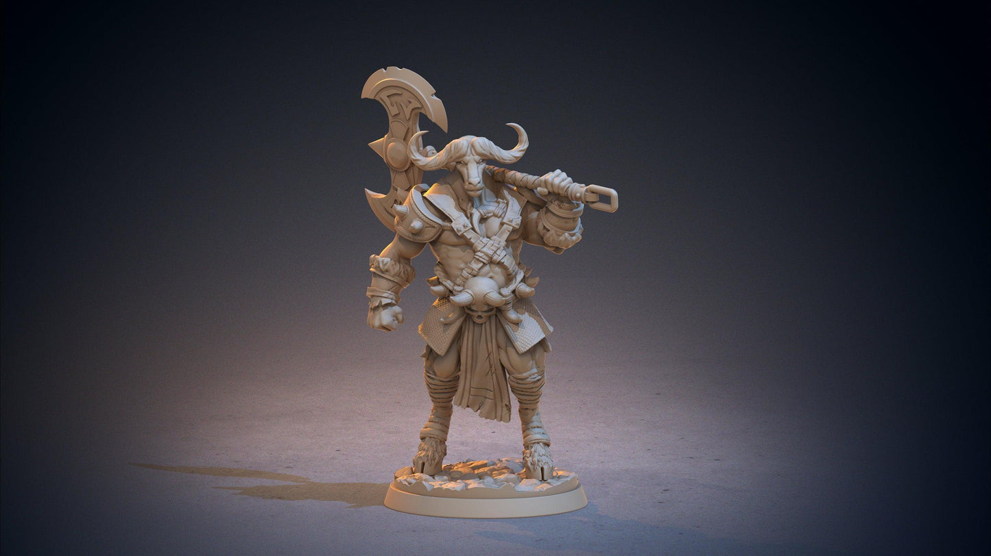 Pishild Minotaur Miniature | Ruthless Bovine Marauder | 32mm Scale - Plague Miniatures
