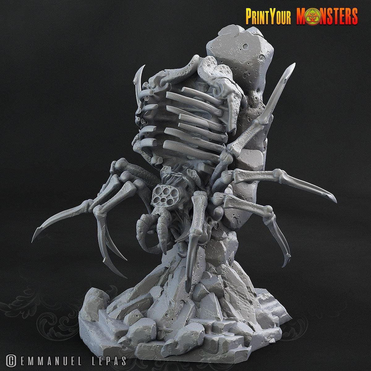 Screaming Bone Spider Miniature | Undead Arachnid DnD Figurine | 50mm Base - Plague Miniatures