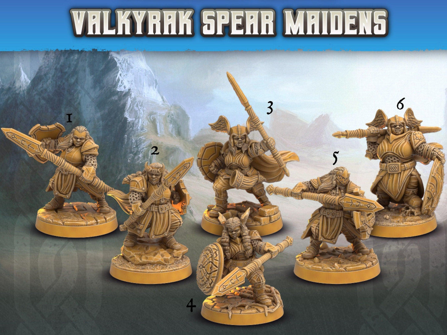 Spear Maiden dwarf female miniatures | Dragon's Forge | 28mm Scale | DnD Miniature | Dungeons and Dragons | female miniature - Plague Miniatures