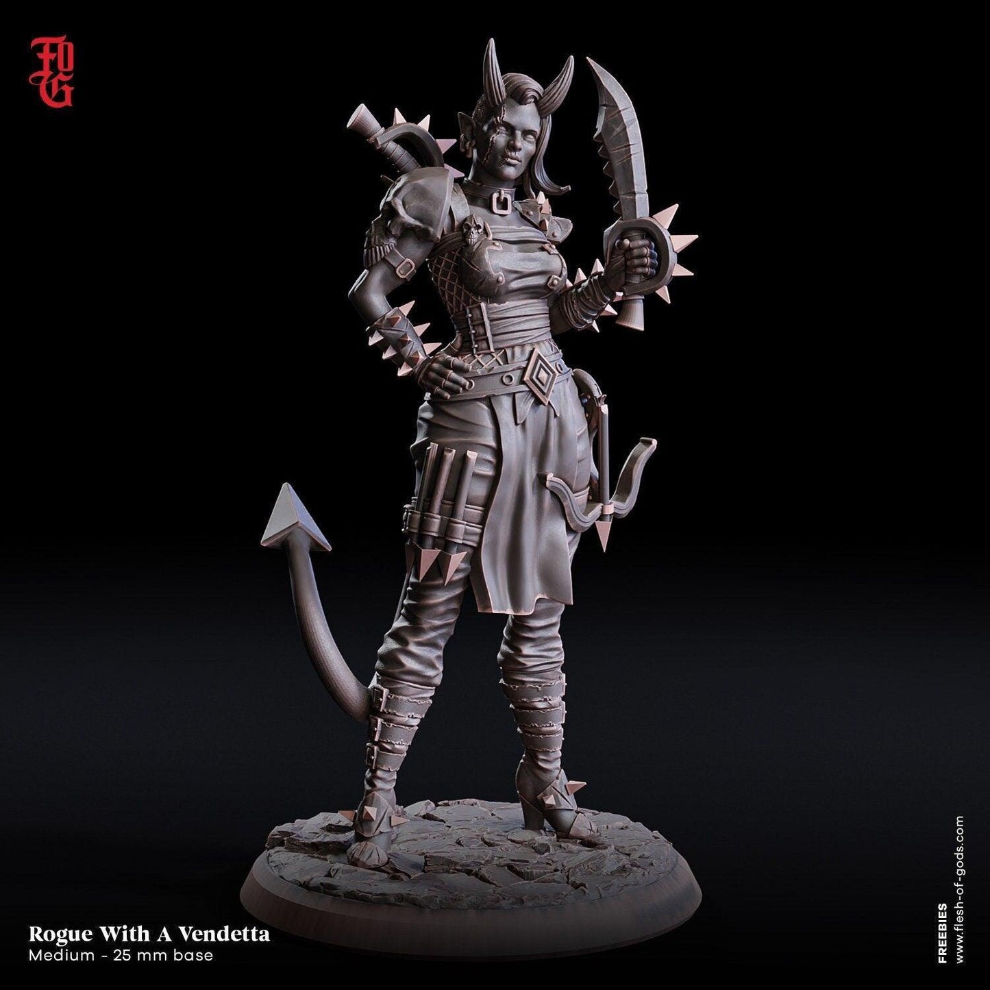 Tiefling Rogue Miniature | Female Figurine for DnD 5e | 32mm Scale - Plague Miniatures