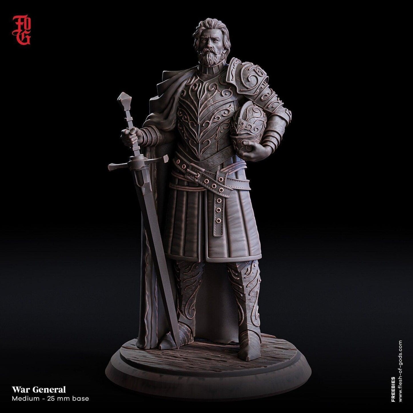 War General Miniature | Human Knight Commander for DnD | 32mm Scale - Plague Miniatures