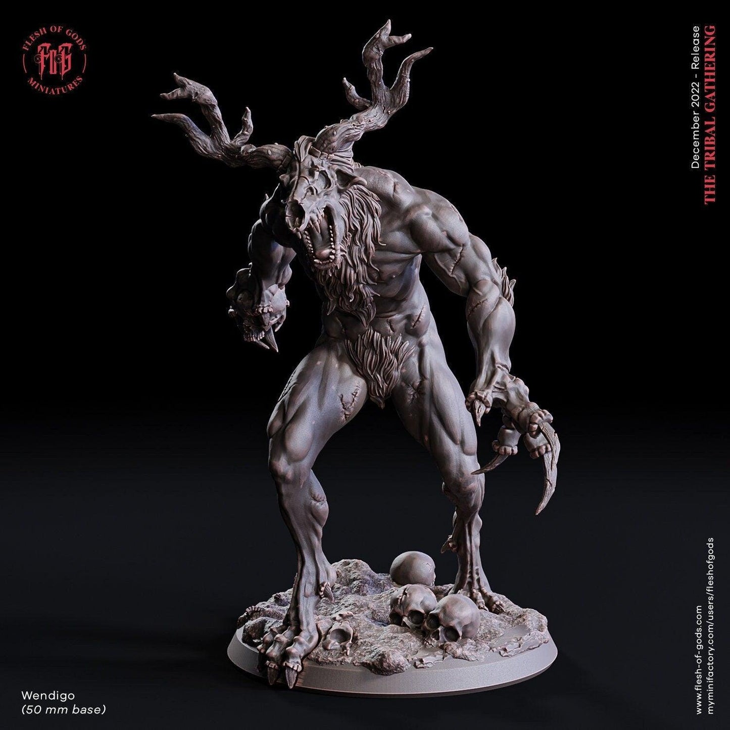Wendigo Miniature | Monster Miniature for Dungeons and Dragon | 50mm Base - Plague Miniatures
