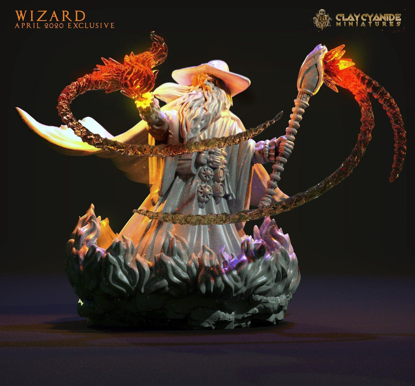 Wizard Miniature Spell Casting Magic Miniature | DnD 5e Dungeons and Dragons Miniature | 32mm Scale - Plague Miniatures