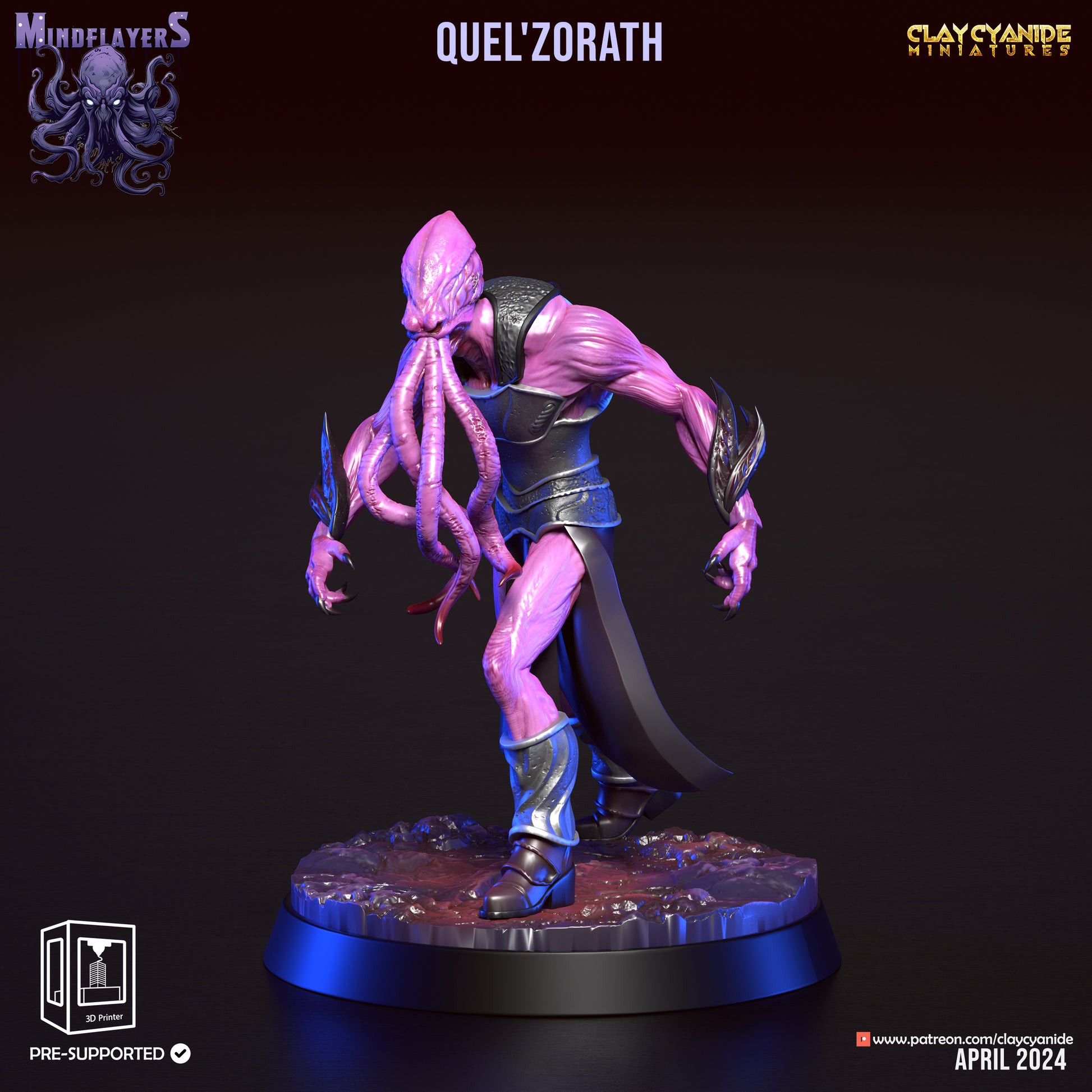 Nar'Shul, Cthulhu-Inspired Mind Flayer Miniature | 32mm Scale - Plague Miniatures