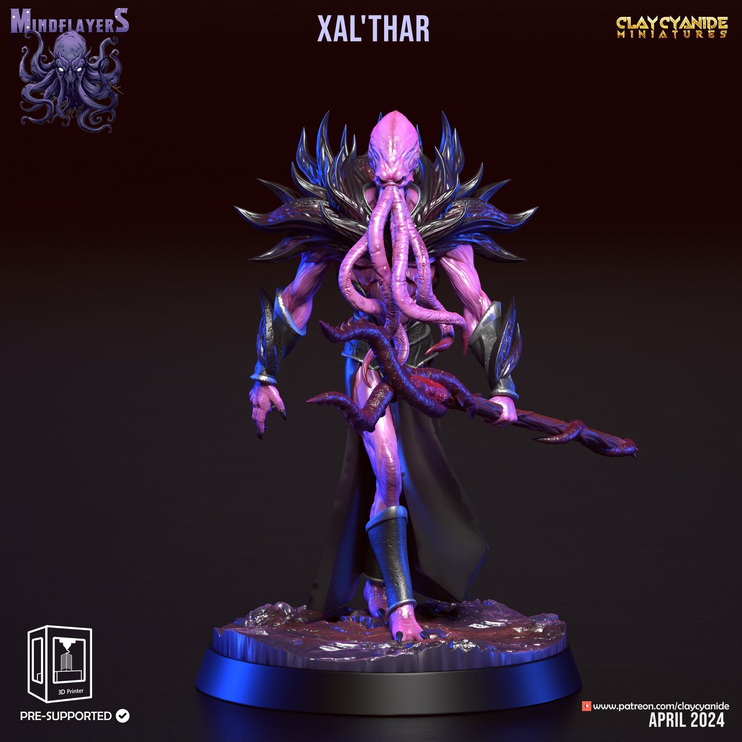 Vorenthul, Cthulhu-Inspired Mind Flayer Miniature | 32mm Scale - Plague Miniatures