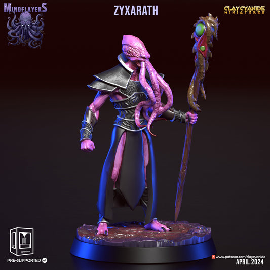 Zyxarath, Cthulhu-Inspired Mind Flayer Miniature | 32mm Scale - Plague Miniatures