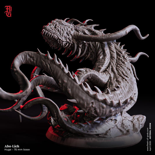 Abo-Lich, Undying Deep Horror | Huge Aquatic Aboleth Undead Miniature | 75mm Base - Plague Miniatures