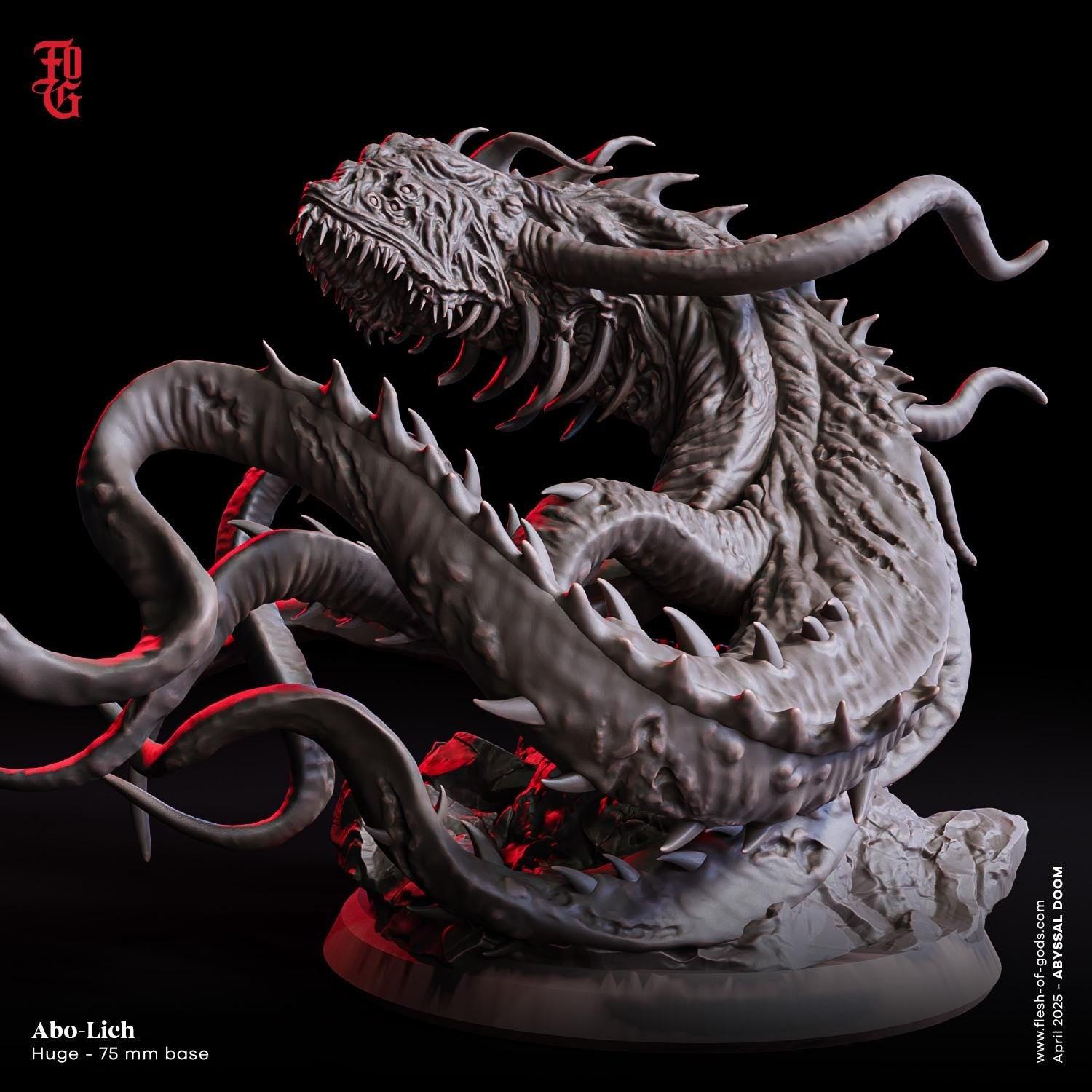 Abo-Lich, Undying Deep Horror | Huge Aquatic Aboleth Undead Miniature | 75mm Base - Plague Miniatures