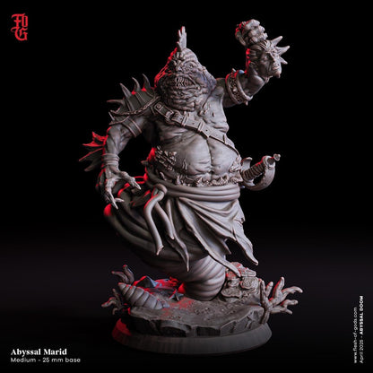 Abyssal Marid, Elemental Fiend | Aquatic Medium Monster Miniature | 32mm Scale - Plague Miniatures