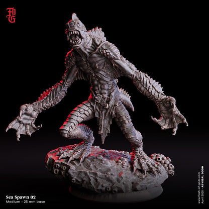 Abyssal Sea Spawn | Aquatic Creature Miniature for Tabletop RPGs | 32mm Scale - Plague Miniatures