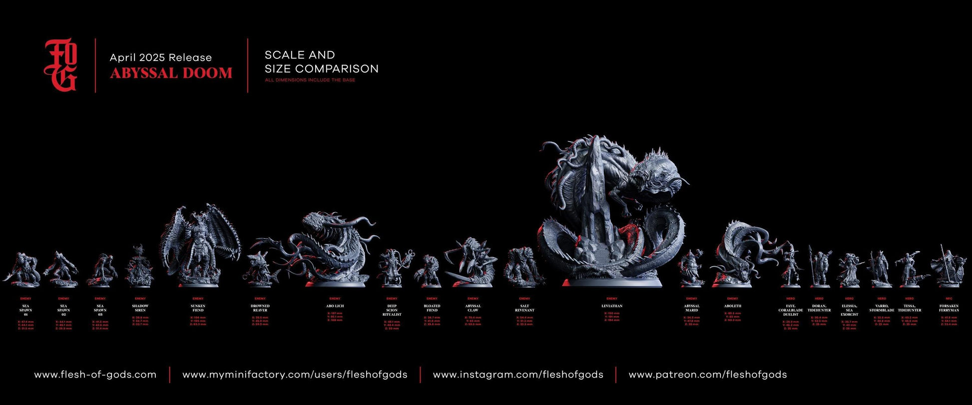 Abyssal Sea Spawn | Aquatic Creature Miniature for Tabletop RPGs | 32mm Scale - Plague Miniatures