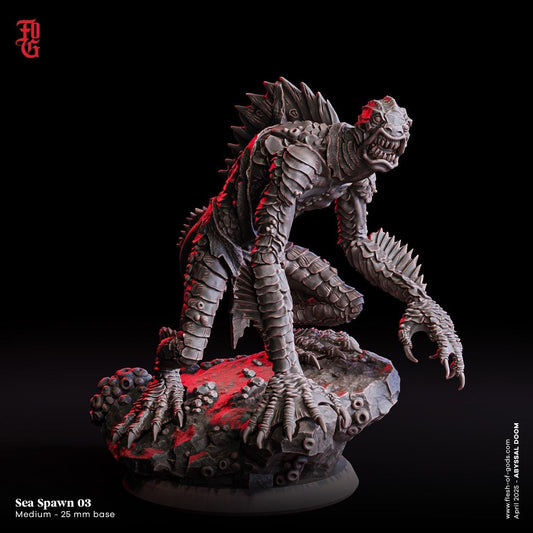 Abyssal Sea Spawn | Aquatic Creature Miniature for Tabletop RPGs | 32mm Scale - Plague Miniatures